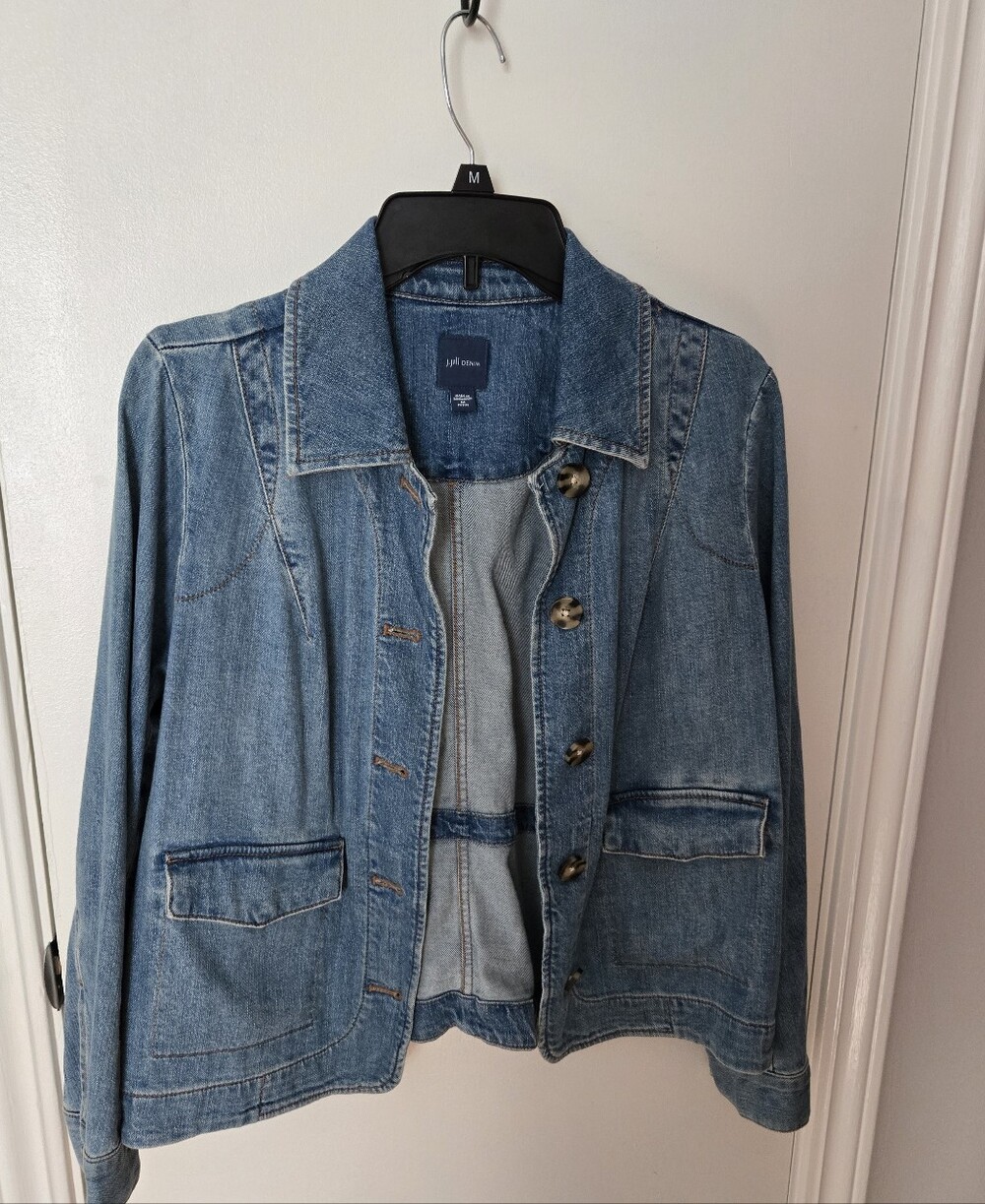 J. Jill Light Blue Denim Jacket with Front Pockets